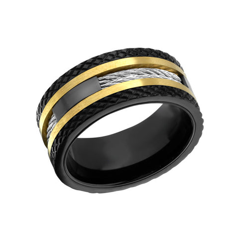 Black & Gold Triple Tone Ring